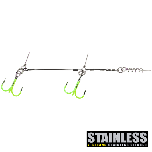 CWC PRO UV Chartreuse Stinger, SS 100lb Giant Tandem 3/0