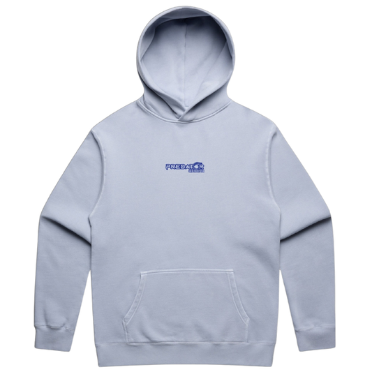 Light blue hoodie with the predatorguiding logo on the front 